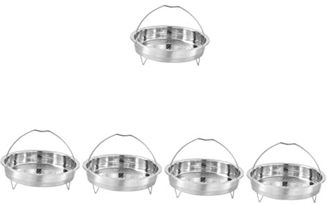 OQHAIR 5 Piezas de Vapor de Acero Inoxidable, vaporizador de Verduras, Olla arrocera, vaporizador de Acero Inoxidable, sartén para albóndigas, vaporizador, sartenes de Vapor, colador de a