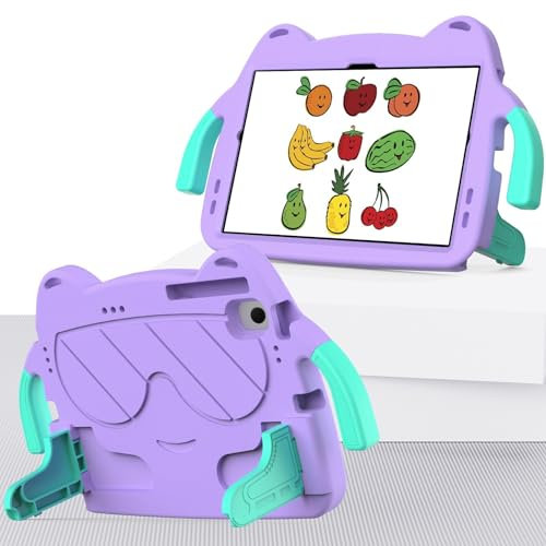 Compatible con Lenovo Tab M10 Plus 3ª generación de 10.6 pulgadas TB-125FU/128FU/128XU Funda para niños, ligera EVA + PC, a prueba de golpes, con asa + correa para el hombro (morado)