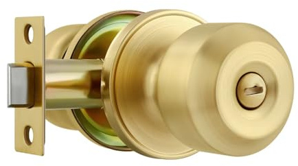 Leydebong 1 paquete de pomos dorados para puerta de dormitorio/baño, puertas interiores sin llave, reversibles para diestros y zurdos