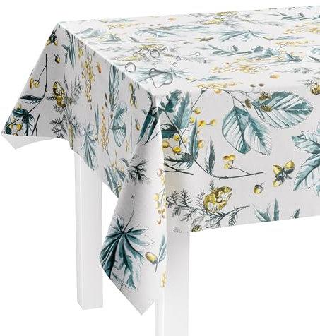LILENO HOME Tischdecke abwaschbar als Meterware 160x140cm (Schnittkante) in Nadelwald Motiv - Wachstuchtischdecke wasserabweisend ideal als Tischtuch o. Tischläufer für Bierzeltgarnitur