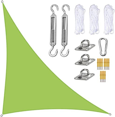 Tenda a Vela Vela Ombreggiante 5x5x7,1m Triangolare HDPE Traspirante 98% Blocco UV 4x4x5,7m Metri Tenda Da Sole Triangolare Tenda Da Sole Vela Ombreggiante For Giardino Esterno Patio(Green,5x5x7.1m)