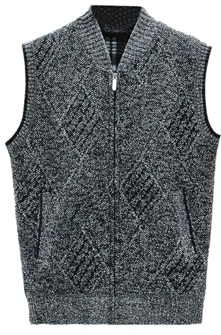 SRZYMJ Herren Pullunder V-Ausschnitt Ärmellose Comfort Fit Baumwoll Strickweste Pulloverwestee Sleeveless Strickpullover Dunkelgrau Herrenwesten Herren Ärmellose Strickweste Pullover Herren XXL