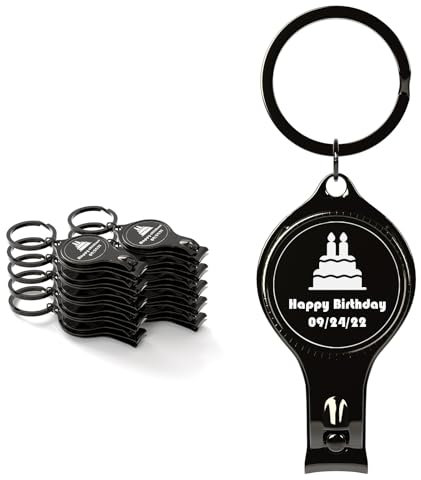 Lot de 10 décapsuleurs multifonctions 4 en 1 personnalisables, coupe-ongles, brasserie de faveurs de mariage, personnalisés privés, noir, cadeaux multifonctions pour homme
