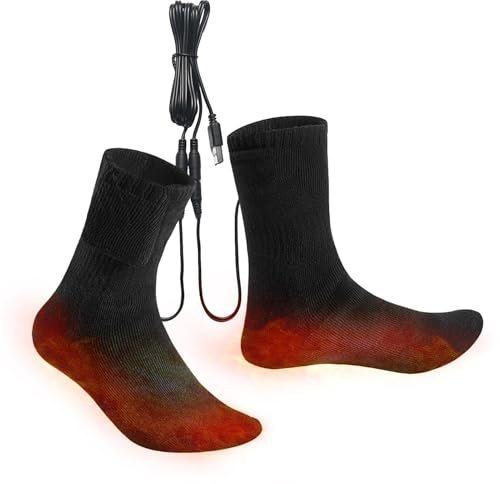 Chaussettes chauffantes électriques, Chaussettes chauffantes USB, Chaussettes Thermiques à Chauffage Rapide, Chauffe-Pieds résistant au Froid, Chaussette Chauffante Femme Homme, pour d'hiver Ski/vélo