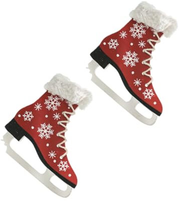 QUMIIRITY Holz Schlittschuh Anhänger Weihnachtsdeko Hängend Festliche Party Dekoration Ausgewähltes Material 2 Stück