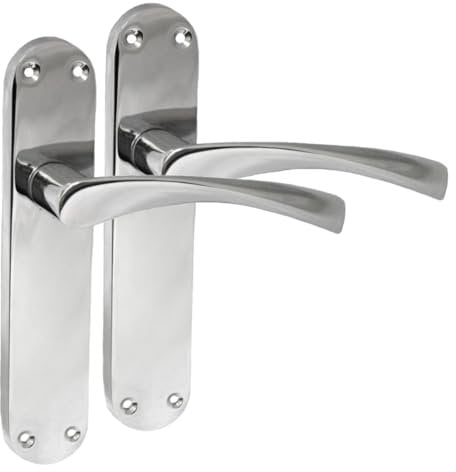 Polished Chrome Twist Door Handle,Interior Latch Lever on Long Back Plate