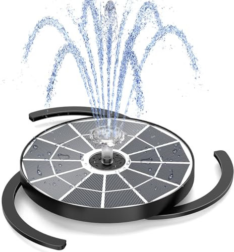 AISITIN 3.7W Outdoor Solar Water Fountain, Upgrade Solar Fountain Pond Pump with 3 Fixer & 4 Nozzles, Solar Floating Fountain Pump for Garden, Birdbath, Pond
