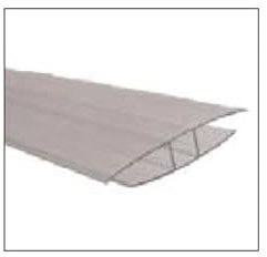 Perfil en H de 210 cm de policarbonato transparente para placas de 10 mm