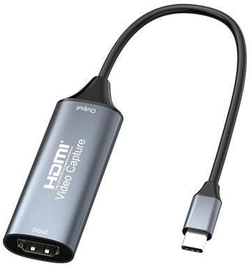 F.QYNing HDMI Video Capture, 4K 30Hz USB C 2.0 Video Capture,1080P 60Hz Record Video Audio Grabber per l'editing di video/giochi/streaming/insegnamento registrazione/imaging medico,ecc