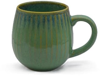 Saumo 480ml Hochwertige Handgefertigte Kaffeetasse aus Porzellan - Kaffee & Tee Tasse in Modern Vintage Design - große Kaffeebecher mit großem Henkel LFGB Zertifiziert Türkis