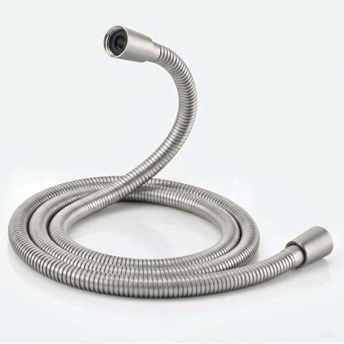 Dicker Brauseschlauch Duschschlauch mit Messingeinsatz und Mutter，Brushed Nickle, 150 cm