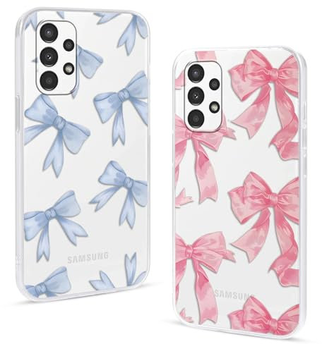 2 Stück Transparent Handyhülle für Samsung Galaxy A13 4G Hülle 6,6,Cartoon Süß Bogen Schleife Muster Aesthetic Mädchen Handyhülle Silikon TPU Stoßfest Schutzhülle für Samsung Galaxy A13 4G,Cute