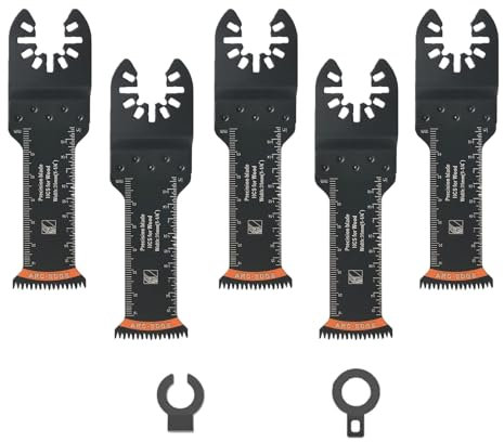 NIYATA 5 PCS Multi Tool Blades for Oscillating Tool,Extra-Long Reach Oscillating Saw Blades for Metal,Wood,Plastic Cutting,Universal Quick Release Blades,Compatible with Dewalt,Ryobi,Makita,Milwaukee
