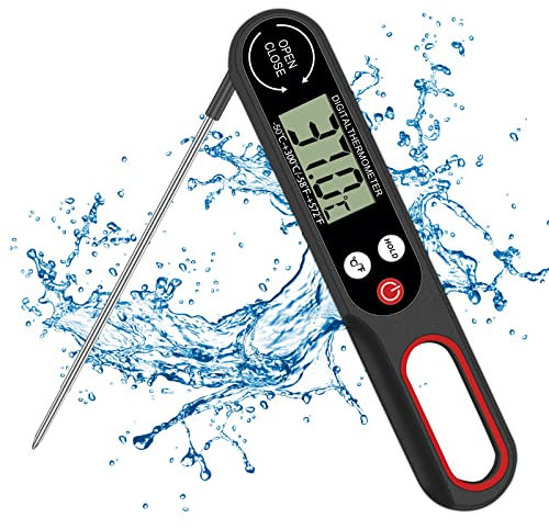 MOXYOY Meat Thermometer Probe, Digital Food Thermometer with Backlight LCD Screen, Foldable Long Probe & Auto On/Off for Kitchen Cooking BBQ