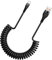Coiled Cable USB C,Coiled USB A to USB C Cable for Car,Android Car Type C Spring Data Lead Compatible with iPhone 15, 16,Samsung Galaxy S24 Ultra etc(Black)