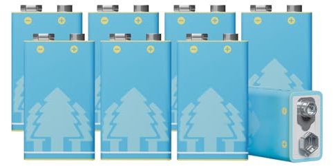 Pilas Recargables 9V 3600mWh Alta Capacidad Recarga USB con Cable Tipo-C para Detectores Humo, Multímetros, Mandos a Distancia, Guitarras Eléctricas y Micrófonos Inalámbricos (8 Piezas)