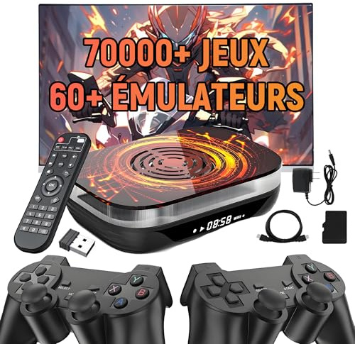 XIXIMENG Super Console X4 Plus Console de Jeux rétro,70000+ Jeux 60+ Émulateurs 256G,Retro Gaming Console EmuELEC/Android/CoreELEC,WiFi 2,4G/5G & BT4.0,4K Console retrogaming avec manettes sans Fil