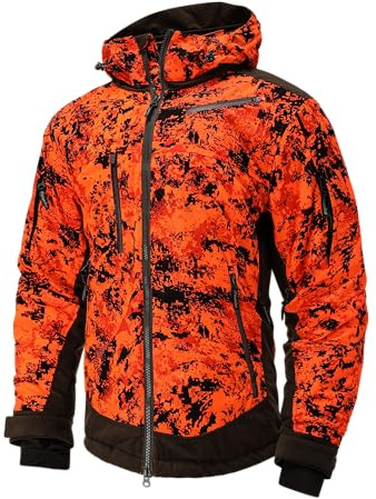 Full mundur Chaqueta de caza de camuflaje naranja, chaqueta de invierno para hombre, resistente al viento y al agua.