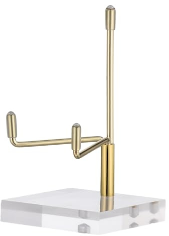 Clear Acrylic Display Stand Holder with Adjustable Metal Arms, Acrylic Crystal Clear Plate Stand Photo Stands Easel Display Stands Small Crystal Holder for Coral Geodes Rock (3 x 3 x 4 Inch)