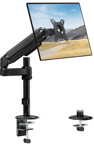 monTEK Tall Single Monitor Arm, Heavy Duty Adjustable Desk Mount for 17–32 Screens, Holds 19.8 lbs, 21 in Max Height, Full Motion Swivel & Tilt, VESA 75/100mm