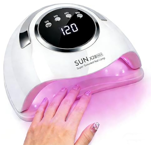 500W Professional UV LED Nail Lamp with 90 Beads & Smart Auto Sensor - Fast Curing Gel Dryer with 4 Timer Settings, Digital Display for Gel Polish on Hands and Feet