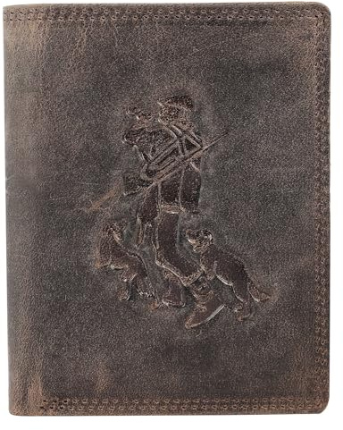 Akzent Geldbörse für Herren aus Leder in Braun, Geldbeutel mit Druckknopf in 9,5 x 12 x 2 cm