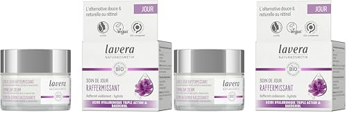 lavera Straffende Tagespflege – Anti-Aging – Naturkosmetik – Bio-Pflanzeninhalte – Bakuchiol & Hyaluronsäure – Vegan – glättet Falten – 50 ml (Packung mit 2)