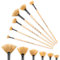 Golden Maple Fan Brush Set - Natural Bristle Hair - Artist Soft Anti-Shedding Paint Brushes for Acrylic Watercolor Oil Painting, Long Wood Handle with Case, Set of 6