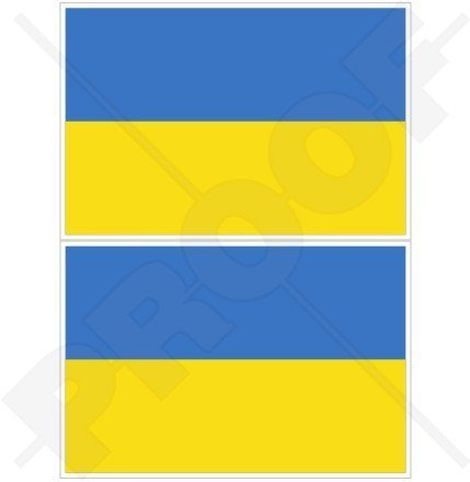 UKRAINE Ukrainische Flagge, Fahne Україна 100mm Auto & Motorrad Aufkleber, x2 Vinyl Stickers