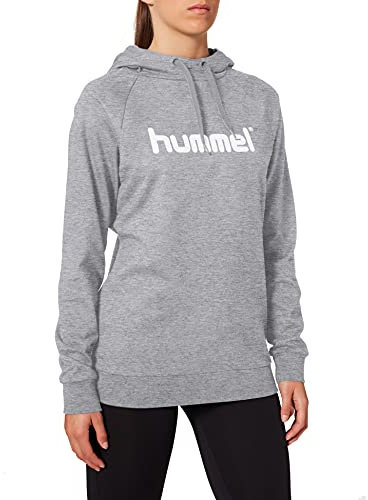 hummel Damen Kapuzenpullover HMLGO Cotton Logo Hoodie, Grau Melange, 2XL, 203517-2006