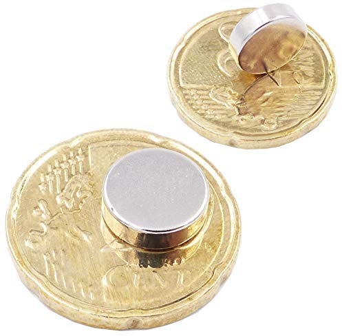 Brudazon | 60 Mini Scheiben-Magnete 10x3mm | N52 stärkste Stufe - Neodym-Magnete ultrastark | Power-Magnet für Modellbau, Foto, Whiteboard, Pinnwand, Kühlschrank, Basteln | Magnetscheibe extra stark
