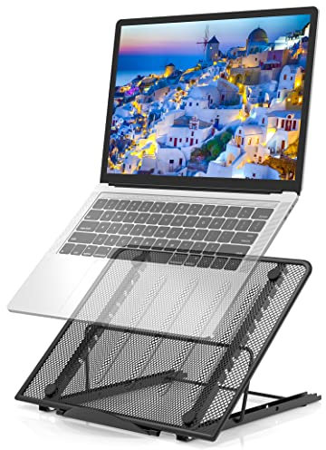 Jumkeet Support Ordinateur Portable, Support PC Portable Ventilé, Laptop Stand Réglable Ergonomique Léger Table de Lit Pliable pour MacBook Air Pro, PC, iPad, Notebook, Tablette (11-15 Pouce)