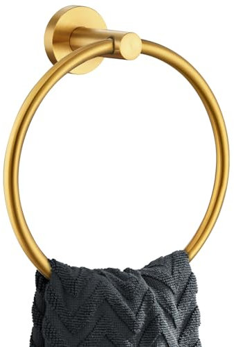 APLusee Runder Handtuchring Gold gebürstet 304 Edelstahl Handtuchhalter für Badezimmer Küche Wandhalterung