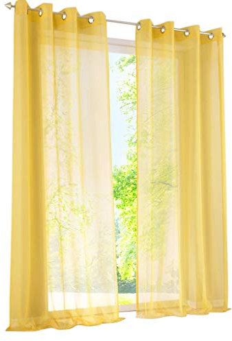 BAILEY JO Gardine mit Ösen Transparent Voile Polyester Vorhänge Vorhang 1er-Pack (BxH 140x225cm, Gelb)