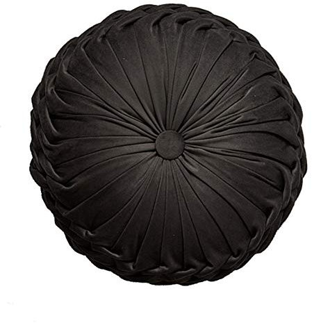 Nicole Knupfer Samt Sitzkissen Stuhlkissen, Rund Sitzkissen Gartenstuhlkissen Sitzauflage Rückenkissen Sofakissen Zierkissen für Indoor und Outdoor (Schwarz)