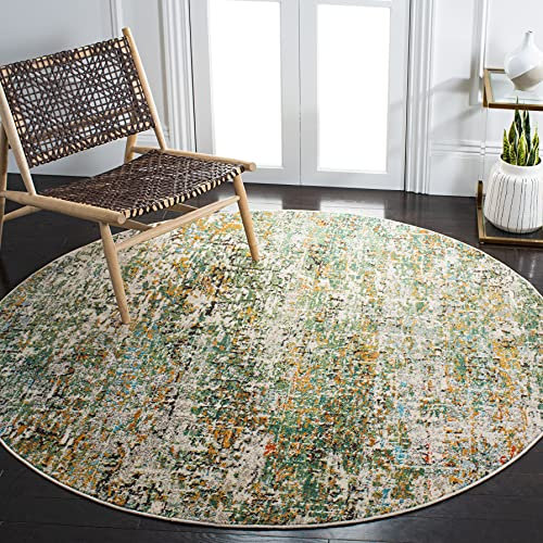 Safavieh Tapis Contemporain pour Salon, Salle à Manger, Chambre à Coucher - Madison Collection, Tapis à Poil Court, Vert et Turquoise, 152 x 152 cm