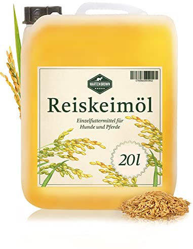 Martenbrown® Reiskeimöl 20 Liter für Pferde, Hunde und Esel I Im praktischen Kanister | Nahrungsergänzung für Trockenfutter, Dosenfutter oder als Barf-Öl