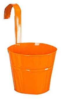 ZumZup Set di 2 vasi da fiori in metallo da appendere con gancio staccabile, per balcone, con foro di drenaggio, fioriera da parete, decorazione per la casa, colore arancione, 2 12 x 14 x 16 cm