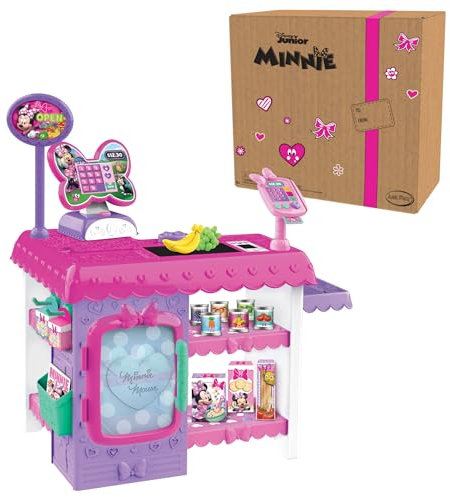 Disney Junior Minnie Mouse Marvelous Market, registratore di cassa con suoni realistici, 38 pezzi di cibo e accessori, licenza ufficiale, giocattoli per bambini dai 3 anni in su