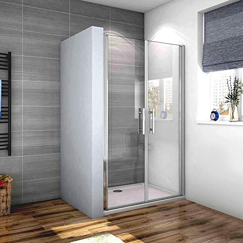Box Doccia Per Nicchia 120x185cm Doppie Porte Battenti Saloon in Vetro 6mm Temperato Trasparente Anticalcare Profilo Cromato Lucido