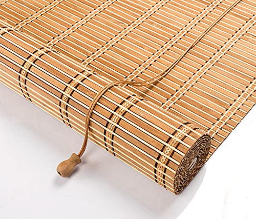 Natürliche Bambus-Rollo Raffrollo,Sichtschutz Rollo für Fenster und Türen,Lichtdurchlässig,Blickdicht Bambus Rollo,Lichtfilter Bambusrollo,Seitenzugrollo Vorhang,Anpassbar (45x110cm/18x43in)
