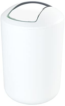 Kosmetikeimer mit Schwingdeckel, Badmülleimer bruchsicher in verschiedenen Farben 6,5 Liter (Weiß)
