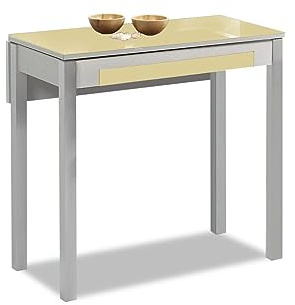 ASTIMESA Küchentisch, Metall, beige, 90 x 50 cm, ausziehbar 90 x 70 cm