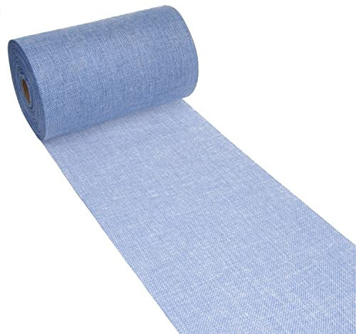 DEKO AS Shabby Chic Leinenoptik Tischläufer, Polyester geruchsneutral, 30 cm x 5 m, Hellblau