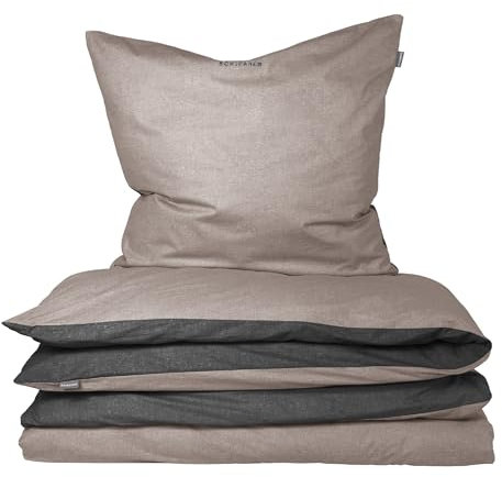 Schiesser Bettwäscheset Doubleface | 2-teilig | Zweifarbig | Feinbiber | 100% Baumwolle | Oeko-Tex Zertifiziert | Reißverschluss | 135x200cm + 80x80cm | Taupe-Schwarz