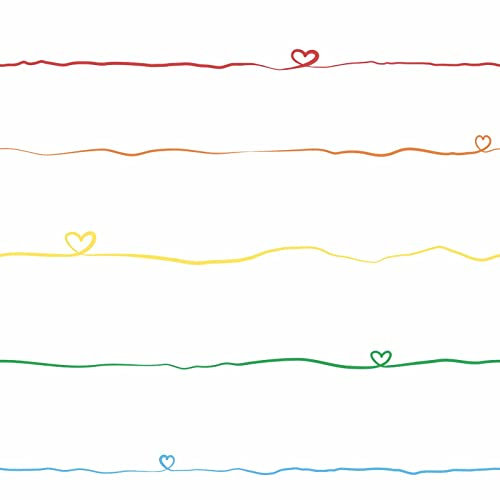 Bunte Tapete für Kinderzimmer | Vliestapete mit Herzen ideal für Mädchenzimmer und Babyzimmer | Vlies Kindertapete mit horizontalen Streifen