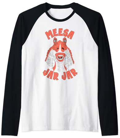 Star Wars Jar Jar Binks Meesa Jar Jar Portrait Raglan Baseball Tee