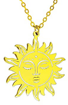 Sonne Anhänger Edelstahl Halskette Heilige Geometrie Schutz Talisman Amulette Geschenke.