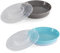 Twistshake 2x Assiette | Assiette pour Bébé avec Couvercle Hermétique | Assiette de Sevrage pour Bébé sans BPA | Assiette de Formation Alimentaire | Plaque D'apprentissage pour Enfants | Gris Bleu