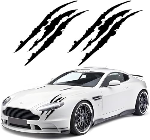 EODKSE 2 Stück Monster-Krallen Aufkleber für Auto, Augenaufkleber in Schwarz, Kratzschutz für Scheinwerfer, Autoaufkleber in Krallen-Form (Schwarz)